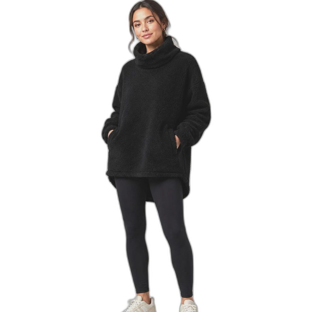 Lululemon Warmth Restore Long Pullover Women’s 10 Black Sherpa Fleece Cow